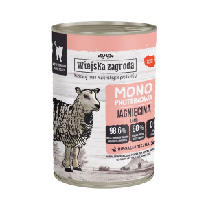 WIEJSKA ZAGRODA Nassfutter Lamm Monoprotein für adulte Katzen getreidefrei 400 g