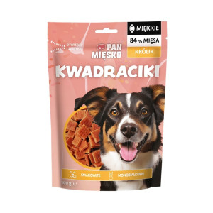 PAN MIĘSKO Snacks mit Kaninchen kleine Quadrate für Hunde 100 g