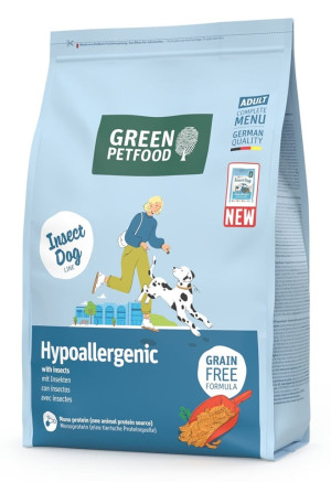 GREEN PETFOOD InsectDog Hypoallergenic getreidefreies Futter mit Insektenprotein für Hunde 3kg