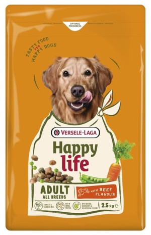VERSELE-LAGA Happy Life Trockenfutter mit Rind für alle aktive Hunde 2,5kg