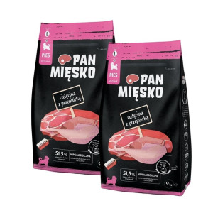 PAN MIĘSKO Trockenfutter mit Kalb und Wachtel für Welpen und Junghunde L 2x9 kg