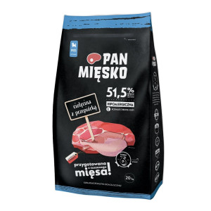 PAN MIĘSKO Trockenfutter Kalb mit Wachtel für Welpen L Hypoallergen 20 kg