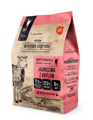WIEJSKA ZAGRODA Trockenfutter mit Lamm und Krill für adulte Katzen getreidefrei 400 g