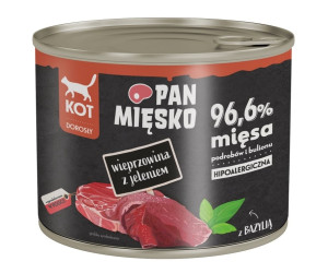 PAN MIĘSKO Nassfutter Wildschwein mit Hirsch für adulte Katzen hypoallergen 200 g