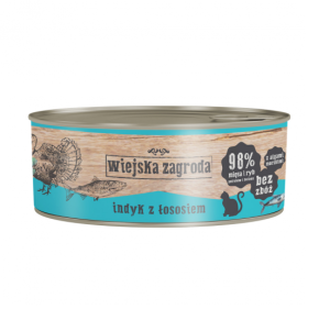 WIEJSKA ZAGRODA Nassfutter Truthahn mit Lachs für adulte Katzen getreidefrei 12x85 g