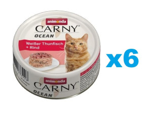 ANIMONDA Carny Nassfutter mit Weißer Thunfisch und Rind für Katzen 6x80g
