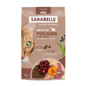 SANABELLE Indoor mit Perlhuhn Trockenfutter für adulte Katzen Wohnungskatzen 8 kg