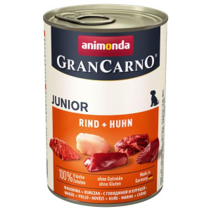 ANIMONDA GranCarno Nassfutter mit Rind und Huhn für junge Hunde getreidefrei 24x400g