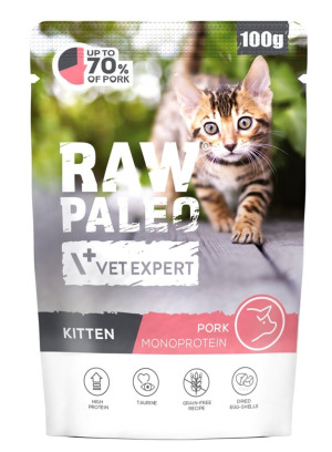 RAW PALEO Monoprotein Nassfutter mit Schweinefleisch für Kätzchen 100g