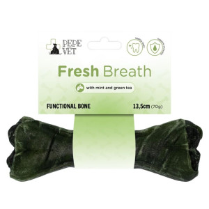 PAKA ZWIERZAKA PEPE Vet Fresh Breath Knochen Minze, grüner Tee für frischen Atem bei Hunden 13,5 cm (70g)