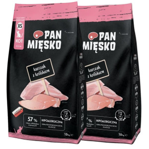 PAN MIĘSKO Trockenfutter mit Huhn und Kaninchen für Kätzchen XS 2x1,6 kg