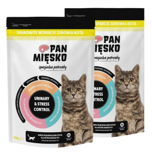 PAN MIĘSKO Urinary & Stress Control Trockenfutter mit Truthahn für adulte Katzen 2x800 g