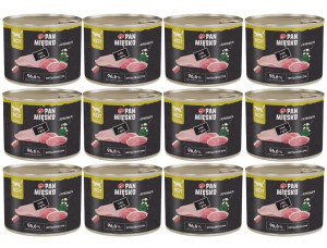 PAN MIĘSKO Nassfutter mit Pute, Gans und Kamille für adulte Katzen hypoallergen 12x200 g