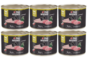 PAN MIĘSKO Nassfutter mit Pute, Gans und Kamille für adulte Katzen hypoallergen 6x200 g