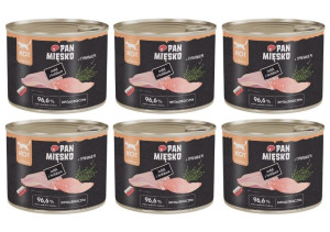 PAN MIĘSKO Nassfutter mit Pute, Kaninchen und Thymian für adulte Katzen hypoallergen 6x200 g