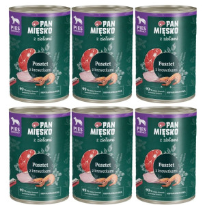 PAN MIĘSKO mit Kräutern Pastete mit Garnelen für adulte Hunde hypoallergen 6x400 g