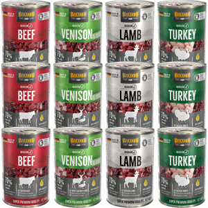 BELCANDO Baseline Mix Geschmacks 12x400g Truthahn, Lamm, Wild, Rind