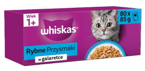 WHISKAS Adult Rybne Przysmaki 80x85g mokra karma pełnoporcjowa dla dorosłych kotów w galaretce