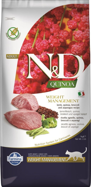 FARMINA N&D Quinoa Katze Gewichtsmanagement Lamm und Brokkoli 5 kg