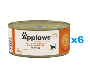 APPLAWS Cat Adult Chicken Breast with Pumpkin in Broth Hähnchenbrust und Kürbis in Brühe 6x 156g