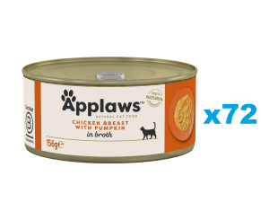 APPLAWS Cat Adult Chicken Breast with Pumpkin in Broth Hähnchenbrust und Kürbis in Brühe 72x156 g