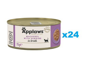 APPLAWS Cat Adult Mackerel with Sardine in Broth Makrele und Sardine in Brühe 24x70 g