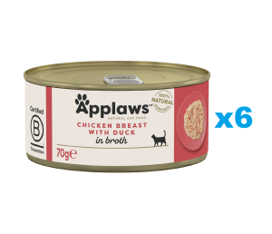 APPLAWS Cat Adult Chicken Breast with Duck in Broth Hähnchenbrust mit Ente in Brühe 6x70g