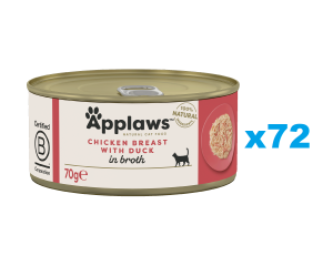 APPLAWS Cat Adult Chicken Breast with Duck in Broth Hähnchenbrust mit Ente in Brühe 72x70g