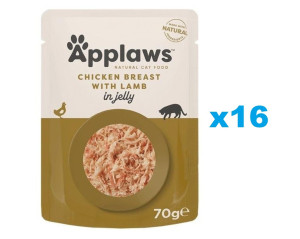 APPLAWS Cat Adult Pouch Hähnchen mit Lamm in Gelee 16x 70 g