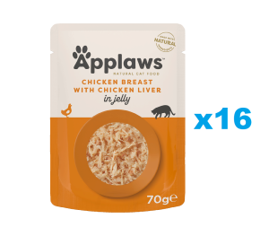APPLAWS Cat Adult Pouch Huhn und Leber in Gelee 16x 70 g