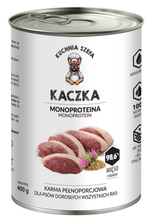 KUCHNIA SZEFA Nassfutter Ente Monoprotein für Hunde aller Rassen 400 g