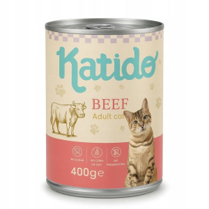 KATIDO Adult Cat Beef Nassfutter Rind mit Lachsöl für Katzen 400 g