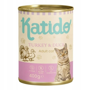 KATIDO Adult Cat Turkey and Duck Nassfutter Pute und Ente mit Lachsöl für Katzen 400 g