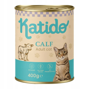KATIDO Adult Cat Veal Nassfutter Kalbfleisch mit Lachsöl für Katzen 400 g