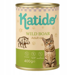 KATIDO Adult Cat Wild Boar Nassfutter Wildschwein mit Lachsöl für Katzen 400 g
