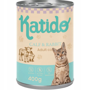 KATIDO Adult Cat Veal and Rabbit Nassfutter Kalbfleisch und Kaninchen mit Lachsöl für Katzen 400g