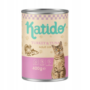 KATIDO Adult Cat Turkey and Tuna Nassfutter Pute und Thunfisch mit Lachsöl für Katzen 400 g