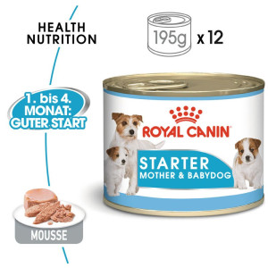ROYAL CANIN Starter Mousse Mother & Babydog 6x195 g karma mokra - mus, dla suk w czasie ciąży, laktacji oraz szczeniąt