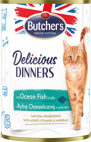 BUTCHER'S Delicious Dinners Katzenfutter, Stücke mit Seefisch in Gelee 400g
