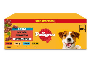 PEDIGREE Nassfutter Mix Geschmacks mit Rind, Huhn, Fisch, Geflügel in Gelee für adulte Hunde Adult 80x100 g