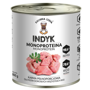 KUCHNIA SZEFA Nassfutter Truthahn Monoprotein für Hunde 800g