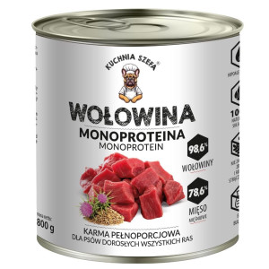 KUCHNIA SZEFA Nassfutter Rind Monoprotein für Hunde 800g