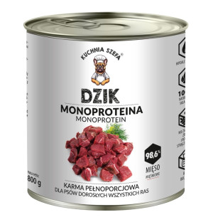 KUCHNIA SZEFA Nassfutter Wildschwein Monoprotein für Hunde 800g