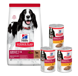 HILL'S Science Plan Canine Adult Medium Lamb & Rice 18 kg Lamm und Reis für mittelgroße Hunde + 3 Dosen GRATIS