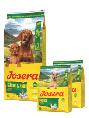 JOSERA Mother and Puppy Salmon with Rice für Welpen, trächtige und säugende Hündinnen 12,5kg + 2x900g GRATIS