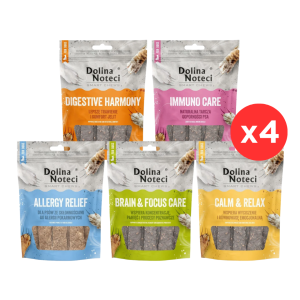 DOLINA NOTECI Smart Chews Mix Geschmacks Unterstützung bei Stressabbau, kognitiver Funktion, Verdauung, Nahrungsmittelallergien, Immunsystem, getrocknete Hundeleckerlis 20x100g