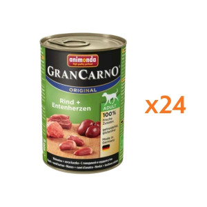 ANIMONDA GranCarno Nassfutter mit Rind und Entenherzen für adulte Hunde getreidefrei 24x400g