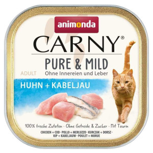 ANIMONDA Carny Pure & Mild Nassfutter mit Huhn und Kabeljau für adulte Katzen getreidefrei 100g