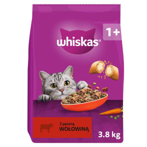 WHISKAS Trockenfutter mit Rind für adulte Katzen 3,8 kg