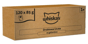 WHISKAS Nassfutter mit Geflügel in Gelee für Katzen 160 x 85 g